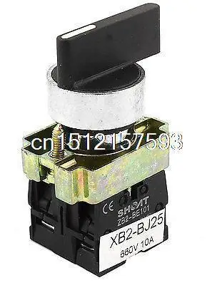 ZB2-BE101 SPDT 2NO 4 Terminal 3-Position Rotary Selector Switch AC600V 10A