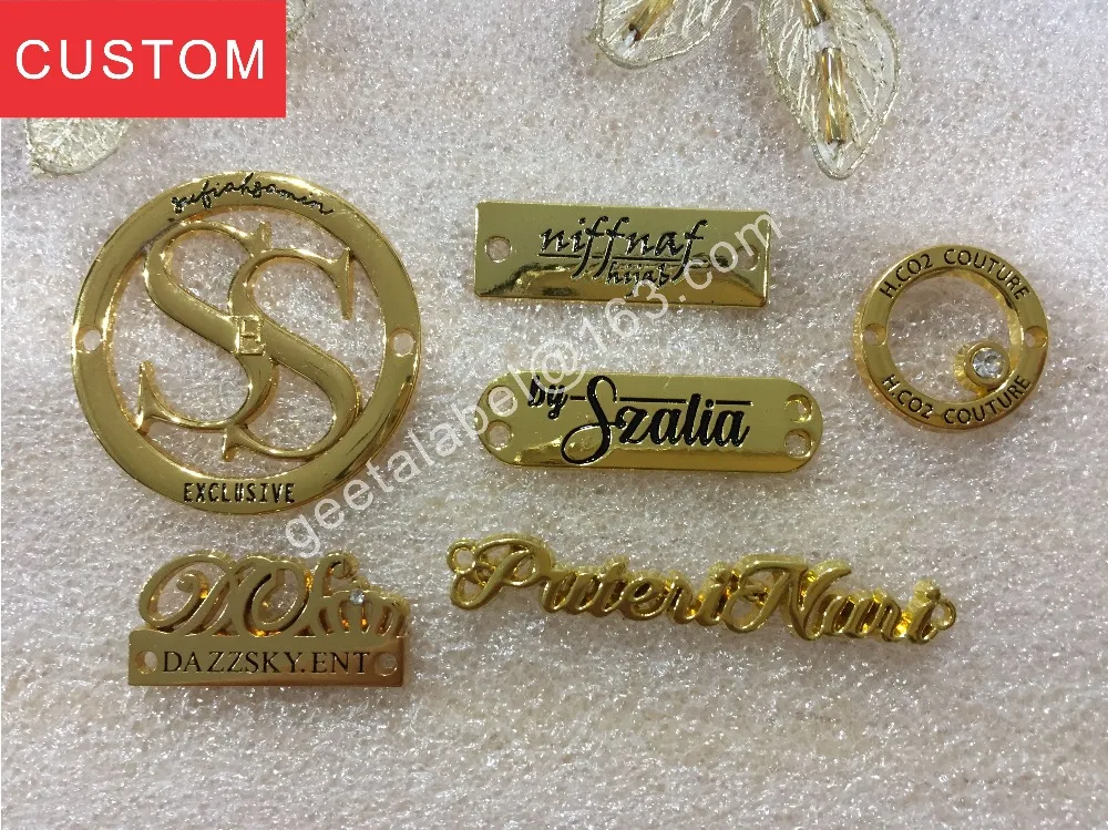 Customized Zinc Alloy Engraved Metal Label Tag Patch For Clothing