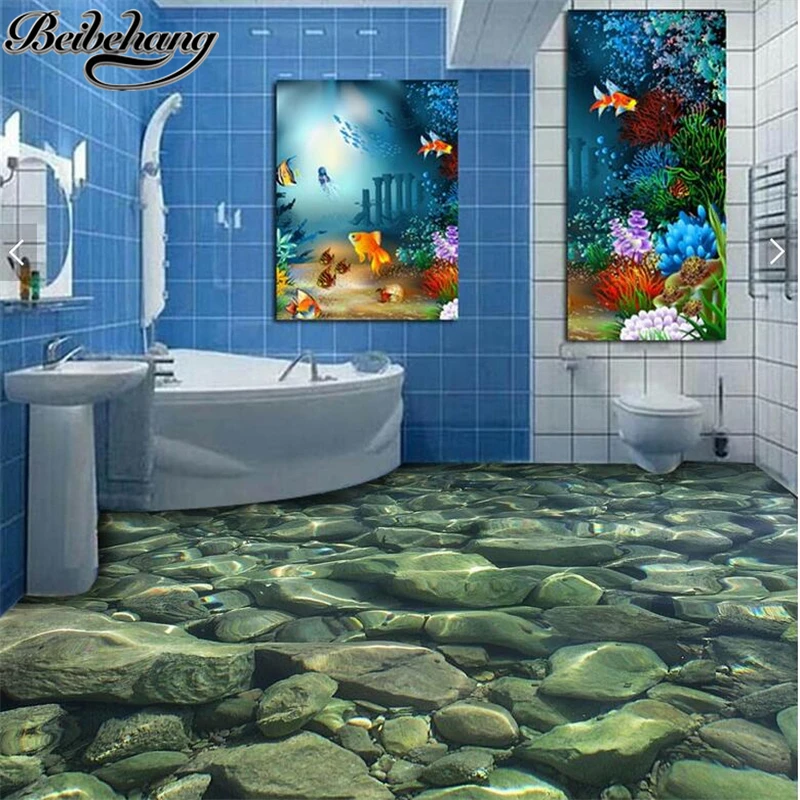 

beibehang Custom waterproof painting 3D self-adhesive cobblestone bathroom three-dimensional floor paste decorative painting