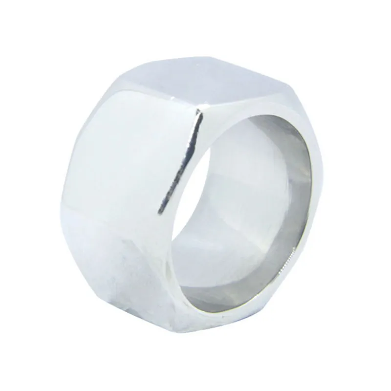 Rany&Roy Newest Polish Hexagon Ring 316L Stainless Steel Jewelry Fashion Band Party Nut Style Ring