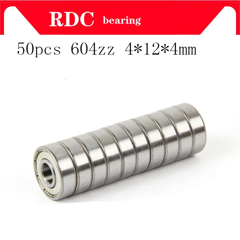 

50pcs/Lot ABEC-5 604ZZ 604Z 604-2Z 604 ZZ 4x12x4mm Mini Miniature Metal Sealed High quality Deep groove Ball Bearing