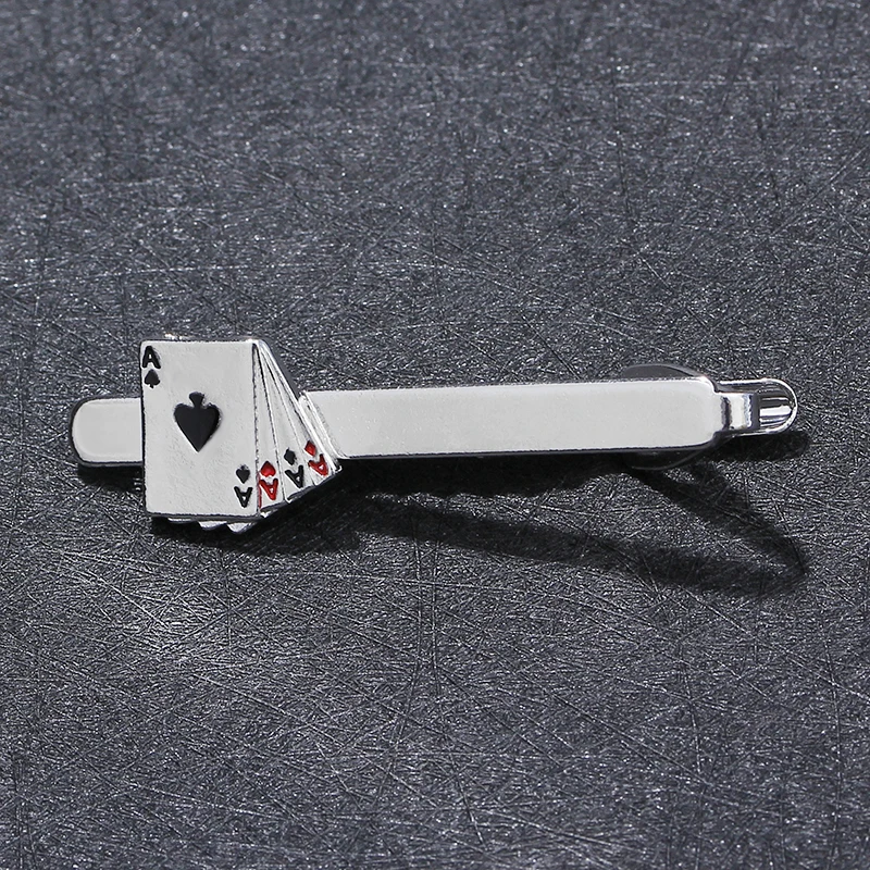 poker enamel tie clip for man groove Clips Cufflinks set Business Tie Clips 4A bomb Unique Wedding Necktie wear copper Clip man