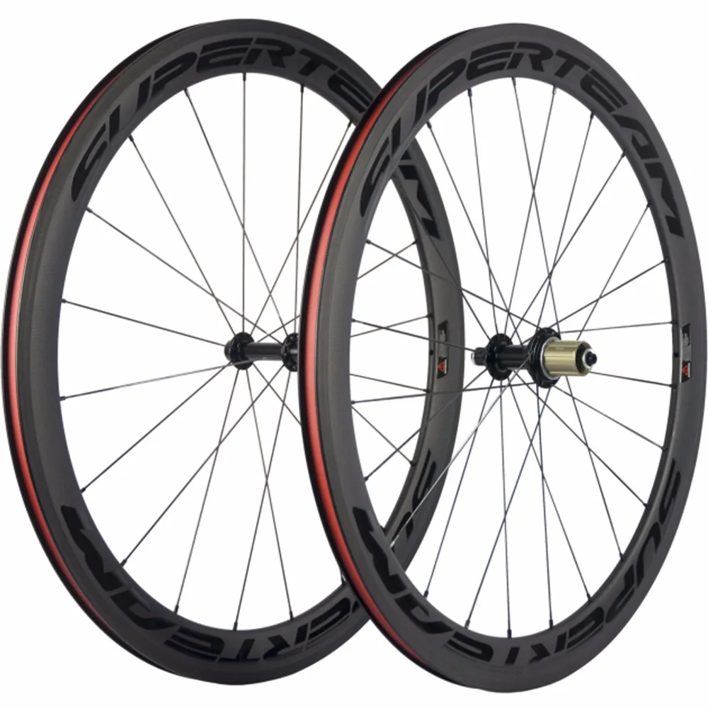 

SUPERTEAM 50mm Carbon Clincher Wheels With Sapim Spokes R13 Hub Basalt Brake Surface 3K Matte Carbon Road Wheelset