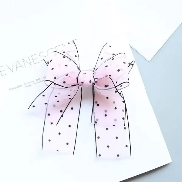 

Boutique 30pcs Fashion Cute Gauze Bow Hairpins Solid Polka Dot Double Layers Bowknot Hair Clips Princess Hair Accessories