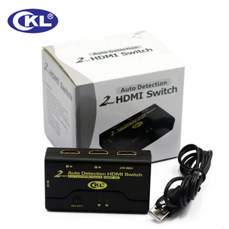 2 Port Auto HDMI2.0 Switch 1080P 3D 1 Monitor 2 Computers 2 In 1 Out Hdmi A-B Switcher (CKL-21M2)