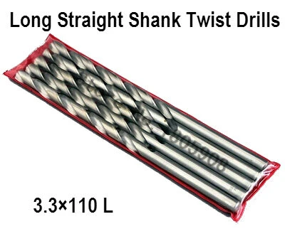 Free Shipping New Brand New 10Pcs 3.3mm Extra Long 110mm HSS Twist Drill Straigth Shank Auger Drilling Bit ,Drill bits for metal