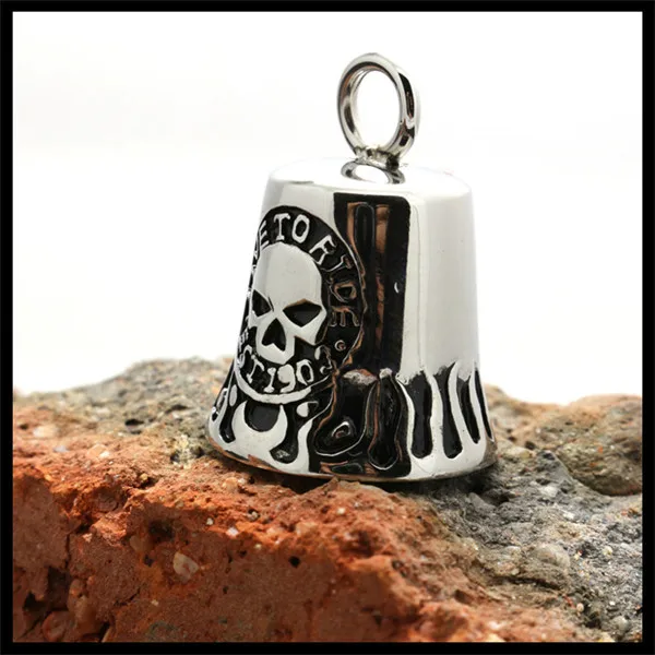 Skeleton Tinkle Bell Pendant Stainless Steel Motorcycles Biker New Jingle Bell Pendant