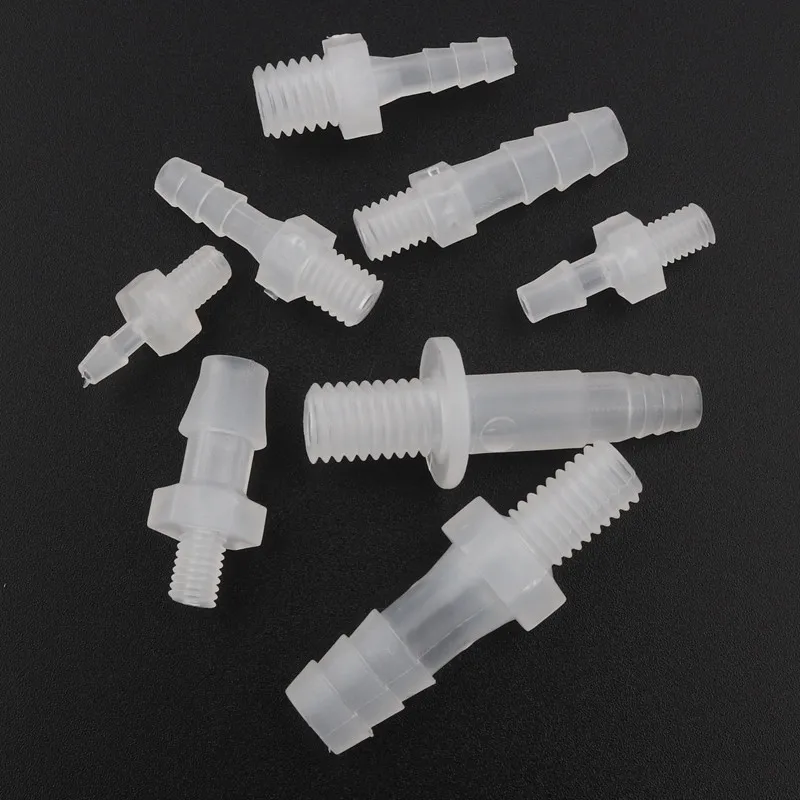 150pcs M5~M8 Male Thread To 2~10mm Food Grade PP Straight Pipe Connectors Aquarium Air Pump Aerator Parts Fish Tank Hose Joints