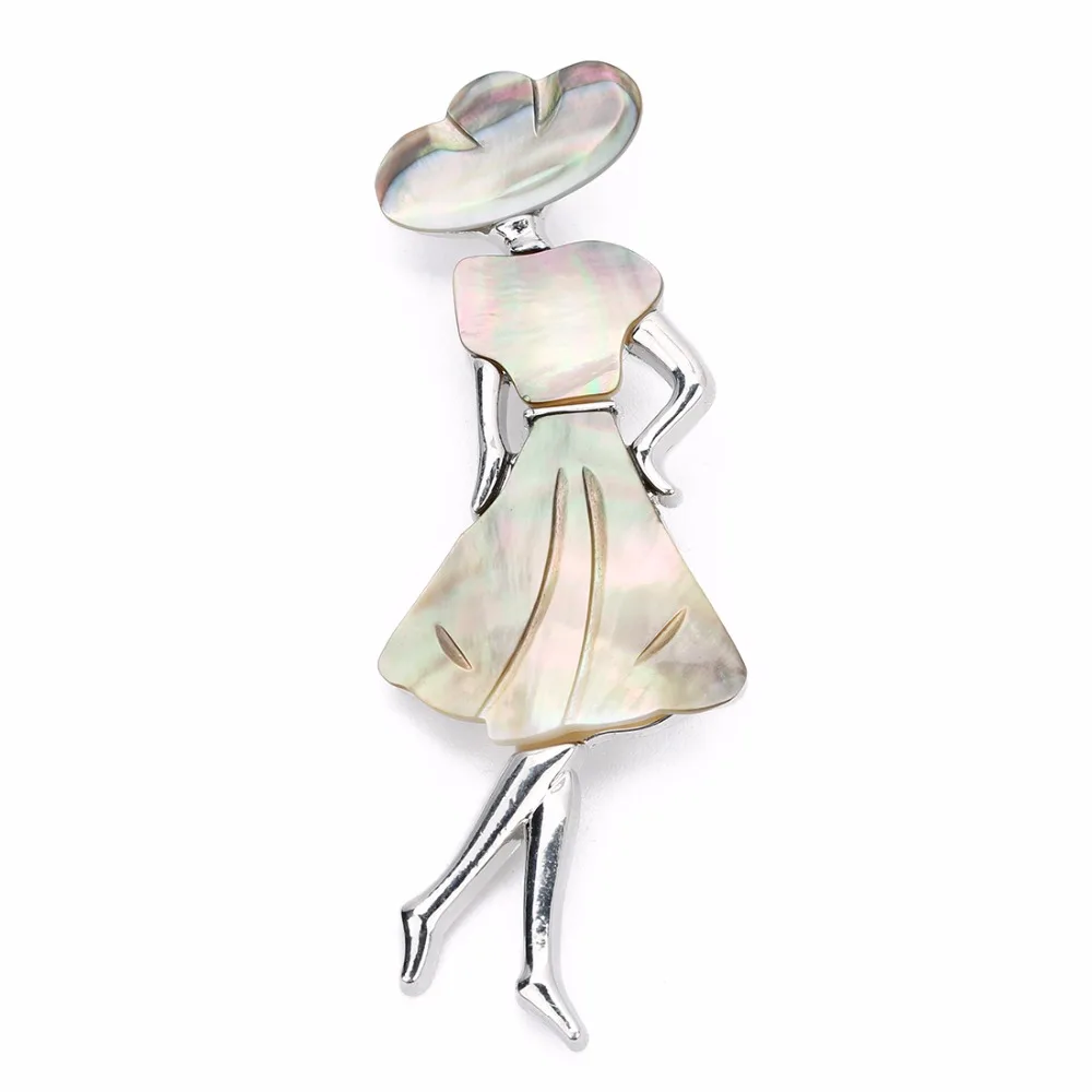 Hot Bohemian Women Natural Mother of Pearl Abalone Shell Pendant Brooch for Dual Use Charm Jewelry Findings Making DIY  broches