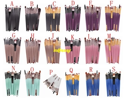 50 sets/partij Snelle verzending 15 stks/sets Up Kwasten Make Up Brush Set Gereedschap Kit Professionele Cosmetica 18 kleuren