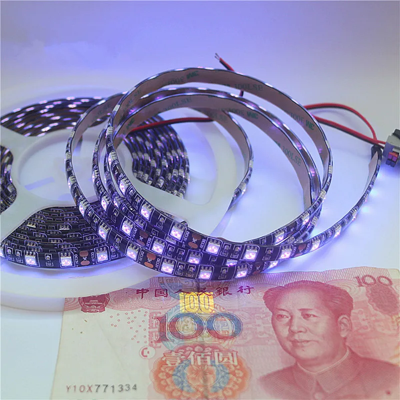 UV Led Strip light 5050 SMD 60leds/m 395-405nm Ultraviolet LED Diode Purple Flexible Tape lamp for sterilization money detect