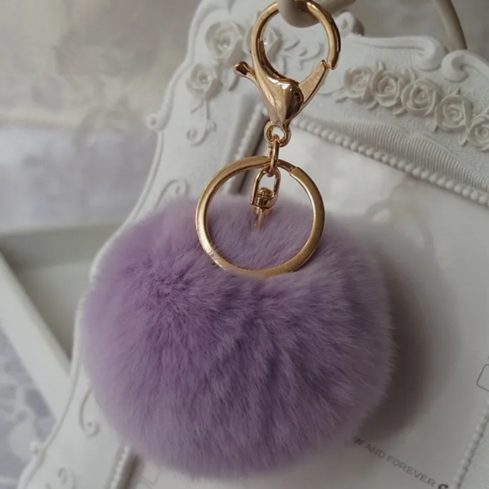 Hohe Qualität Echtes Rex Kaninchen Fell Ball Schlüssel Ketten Mode Schlüsselbund Tasche Charme Handtasche Anhänger Zubehör Auto Schlüssel Ring Schmuckstück