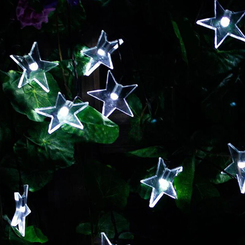 

20LED Solar Lamp Outdoor Star Garland String Light Christmas Tree Light Led Star Fairy Light Wedding New Year Decoration