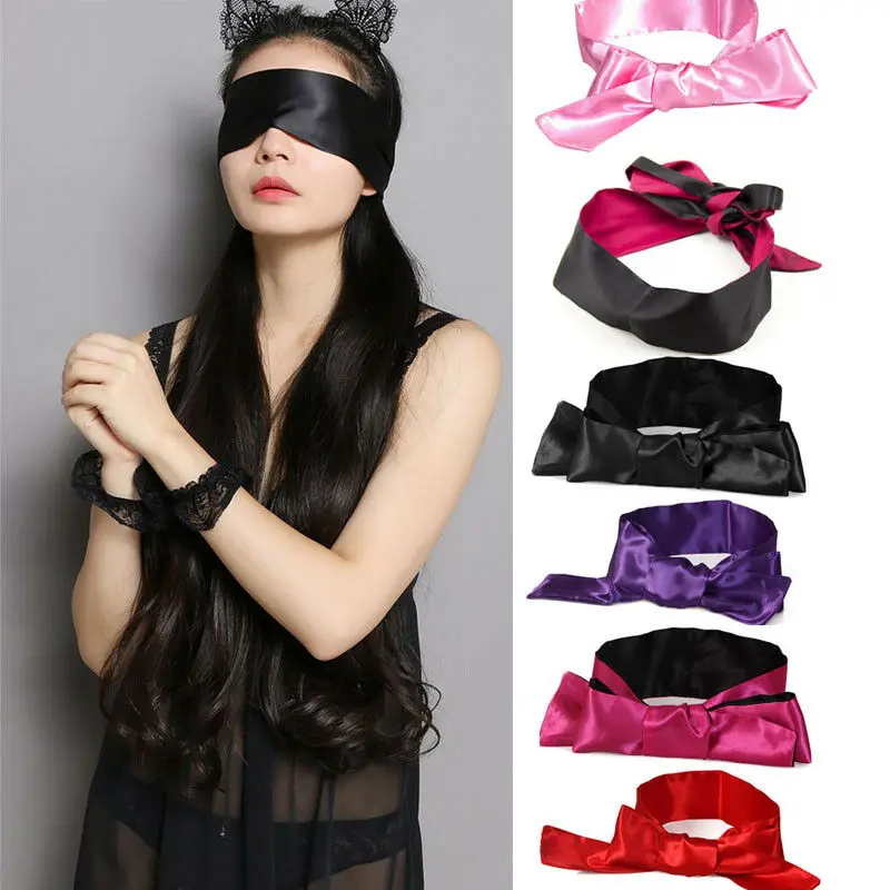 Sexy Spitze Augen Maske Augenbinde Handschellen Zurückhaltung Peitsche peitsche Kostüm Ekstase Silk Satin Krawatte Auge Schatten Abdeckung Band Blinder Band