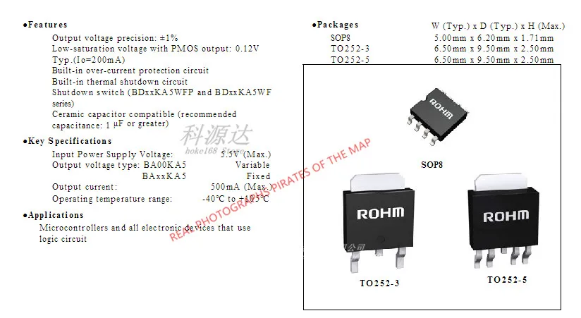 Lot de 5 pièces de BD00KA5WFP-E2 à-252 BD00KA5 00KA5W, en Stock