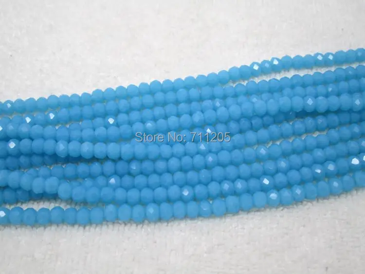 Wholesale 130pcs, 3x4mm Faceted Blue Glass Rondelle  Loose Beads,we provide mixed wholesale for all items ,please contact us !