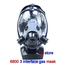 Masque à Gaz Respirateur 6800, 3 interfaces, Sphérique, Super Clair, Complet, Filtre Universel SJL, Protection par Pulvérisation