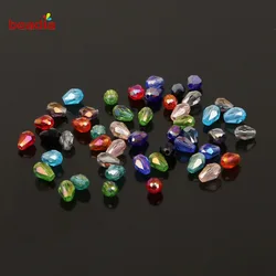 90-100pcs 3x5mm Austria Teardrop Crystal Waterdrop Beads Loose Spacer Beads For DIY Jewelry Crafts Sewing Clothing Accessories
