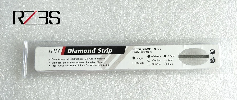 Dental Slotted 60-70um Orthodontic Stainless Steel IPR Diamond Abrasive Strips 2.5MM,4 MM, 6MM Med Grit (Single/Double Side)