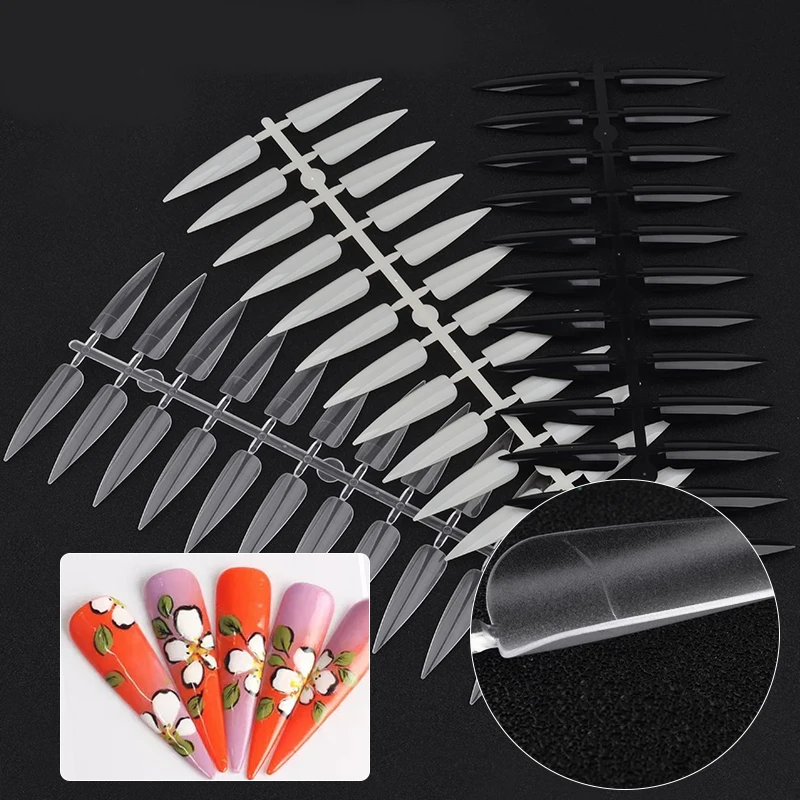240-teiliges Nagelkunst-Set, klare, natürliche, vollständig bedeckende, ovale, spitze Stiletto-Kunstnägel für künstliche Maniküre im Salon – Detail 7