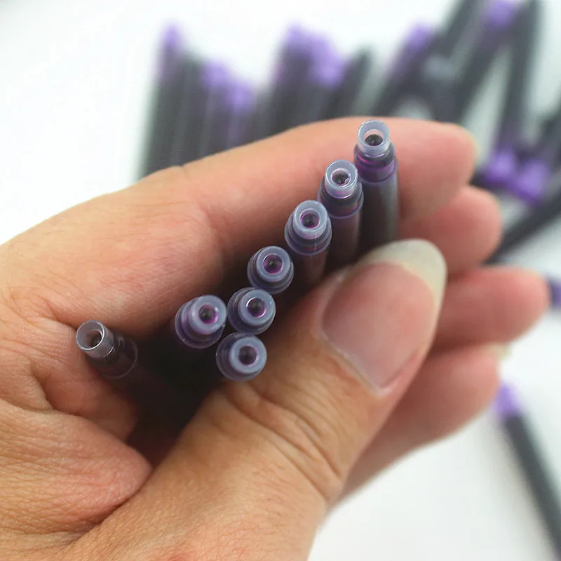 Wholesale Price 30PCS Disposable purple Fountain Pen Ink Cartridge Refills Length Fountain Pen Ink Cartridge Refills