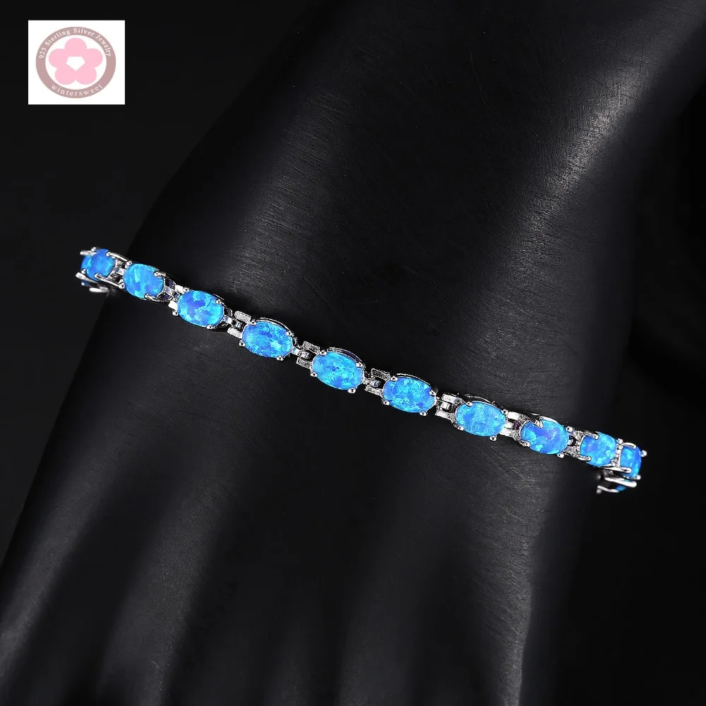 JLB-168  Blue Opal Inlaid Fashion Bracelet For Women Jewelry Gift