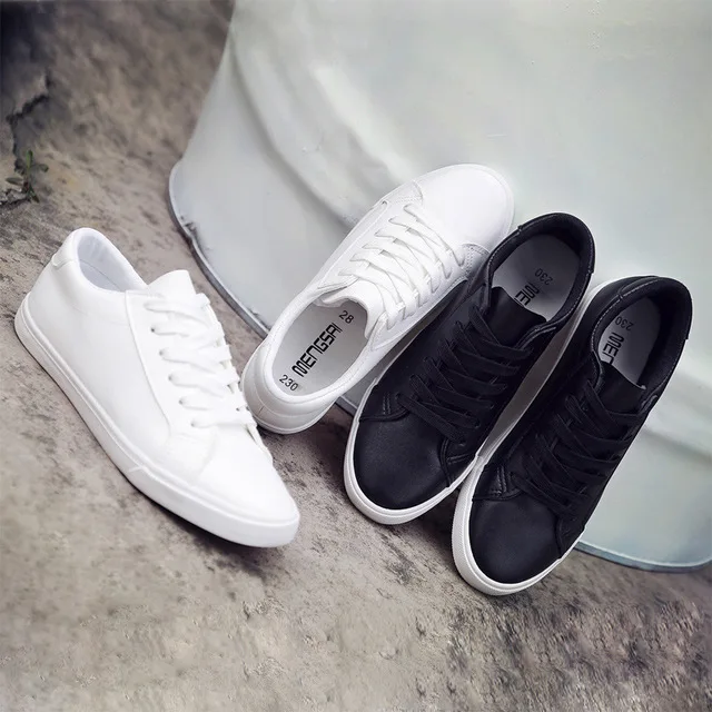 Sneakers Lace With White Shoes Soman Flat Leather Canvas Shoes Sports Female White Skool Shoes Woman Flat Leather Shoes Female