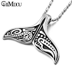 CHIMDOU Lovely  Whale Tail Pendant Stainless Steel Necklace Chain for men or women, Christmas gift, ROCK Biker Rider Jewelry