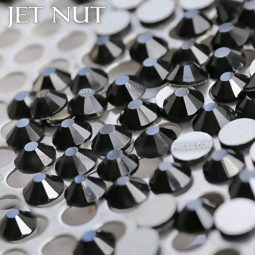 Jet Nut SS3 SS4 SS5 SS6 SS10 SS20 SS30 for Nail Art Rhinestones Glitter Crystal Decoration DIY Flat Back Non HotFix stone strass