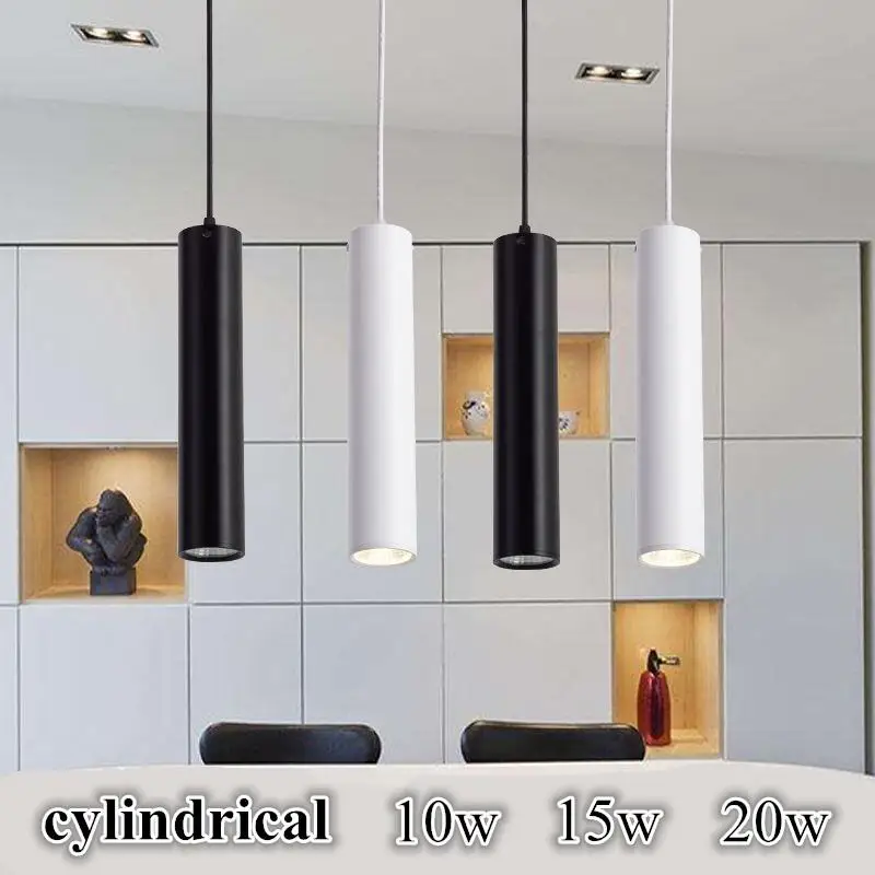 

Dimmable Cylindrical LED Pendant Light Aluminum&Metal Home 10W 15W 20W Hang Lamp Dining/Living Room Bar Cafe Droplight Fixture