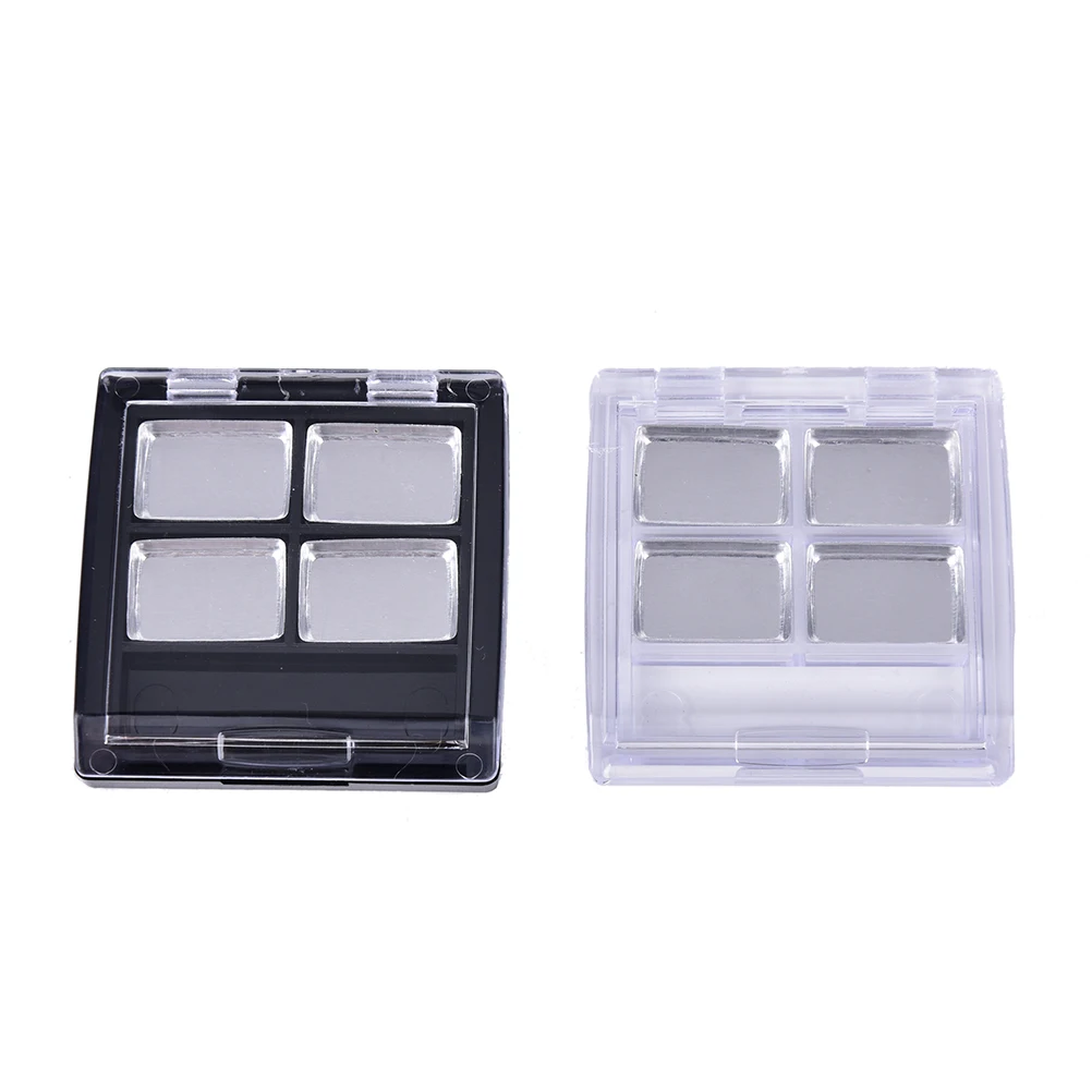 One Piece 4 Grids Eyeshadow Case Empty Cosmetic Blusher Compact Clear and Black Base 4 Palettes Pans Eye shadow Container