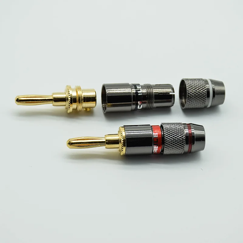 2PCS/1pair red black 24K Gold Plated Pure Copper Zinc Alloy Monster Banana Plug Connector Audio Power Speaker Plugs Connector