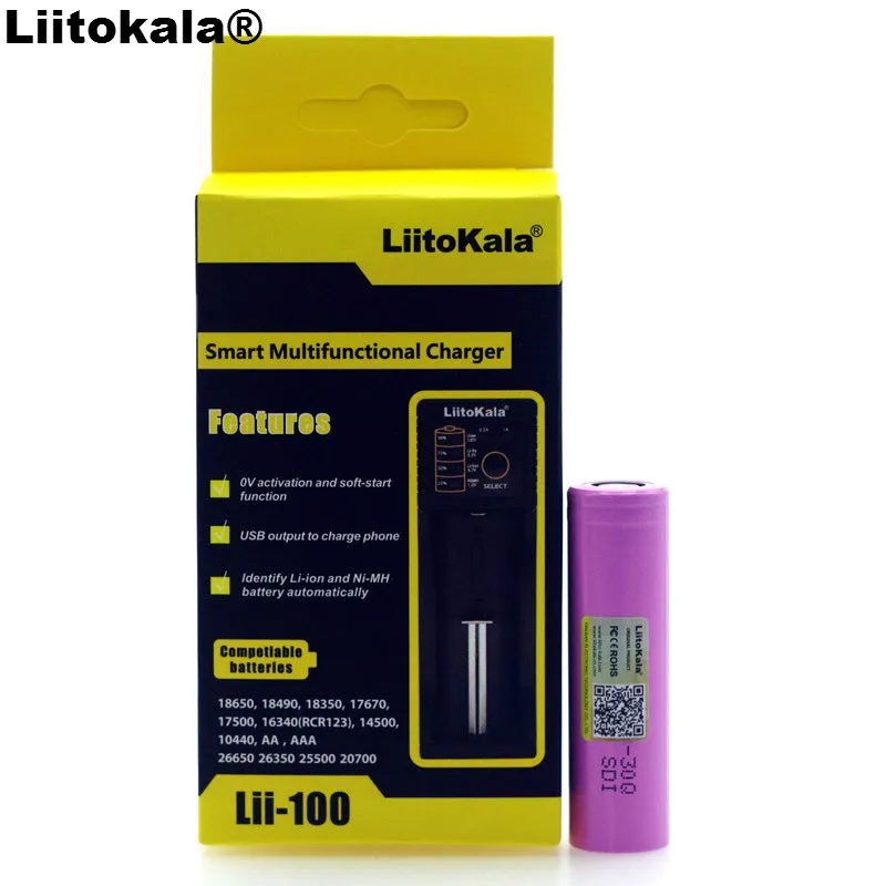 LiitoKala lii-100 1.2V 3.2V 3.7V 26650 Battery Charger + 18650 Rechargeable Battery Discharge 20A 30A For E-cigarette batteries