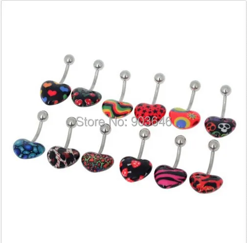 Free shippment 120pcs Body Jewelry -NEW Navel Belly Rings12 styles logos mixing Button Barbells