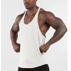 Muscleguys Gyms Singlets Mens Blank Tank Tops 100% Cotton Sleeveless Shirt,Bodybuilding Vest and Fitness Stringer Casual Clothes