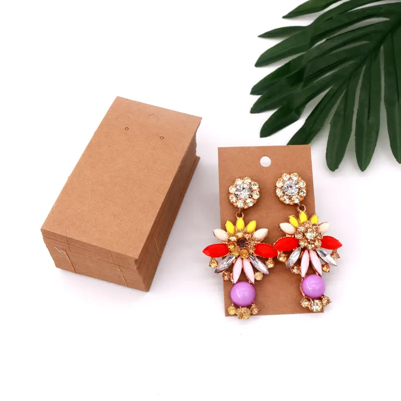 New 50pcs Jewelry Earring Studs Packaging Display Cards Thick Paper Ear Card Gift Cardboard Price Tags 5x9cm Earring Holder