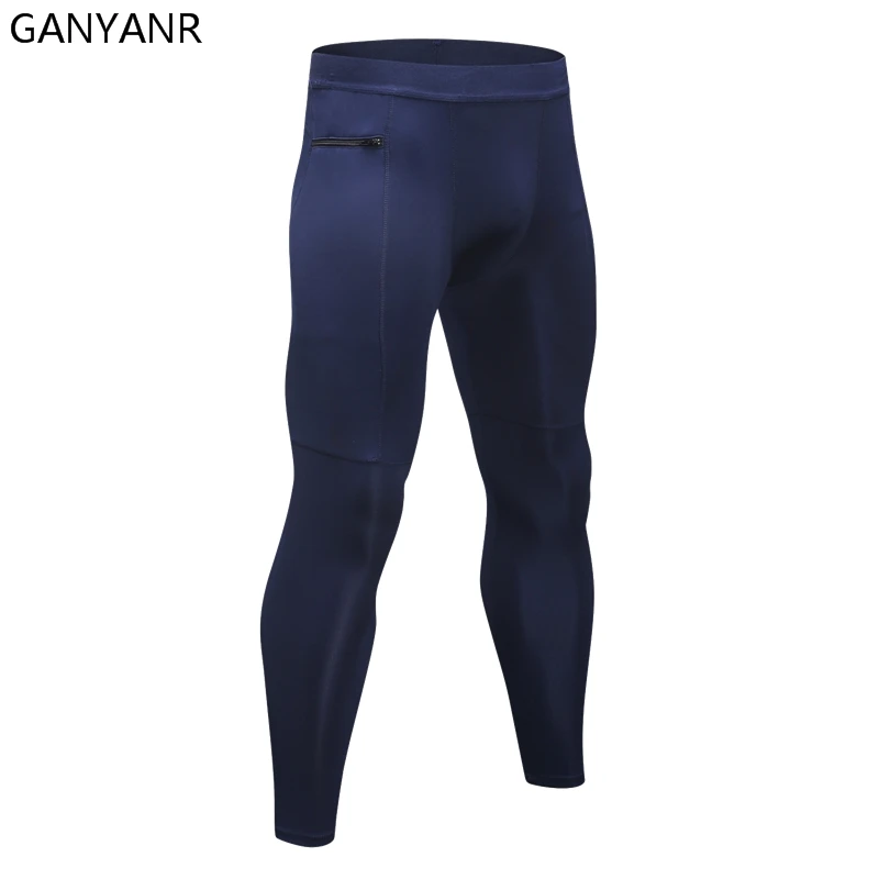 GANYANR Running Tights Men Basketball Sports Skins Leggings Fitness Gym Compression Pants Bodybuilding Training Jogging Football