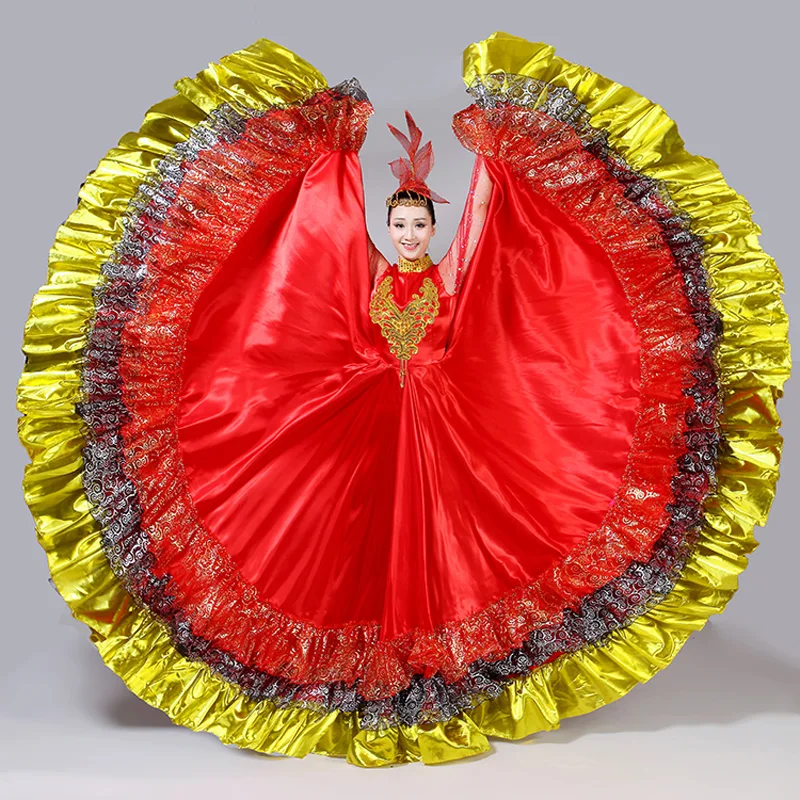 Spanish Bullfighting Dress Festival Flamenco Opening Dance Full-skirt for Adult Female Stage Performance Big Swing Costume H585