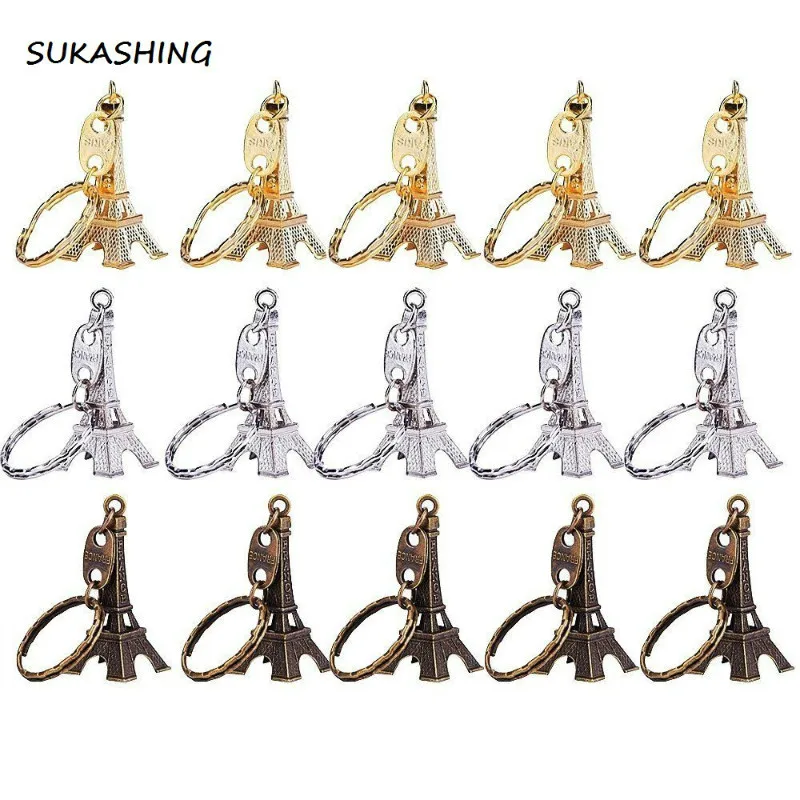 15 Pcs/Set Romantic 3D Paris Retro Mini Eiffel Tower French Souvenir Keychain Keyring