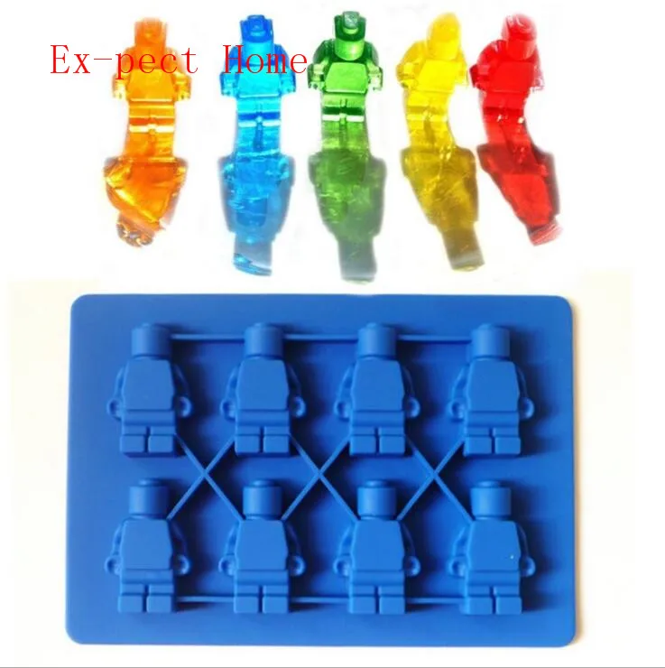 Wholesale 240pcs/lot Silicone Robot Ice Cube Ice Tray Chocolate Mold Jelly Pudding Mold Candy Cake Mold Cake Baking Tools