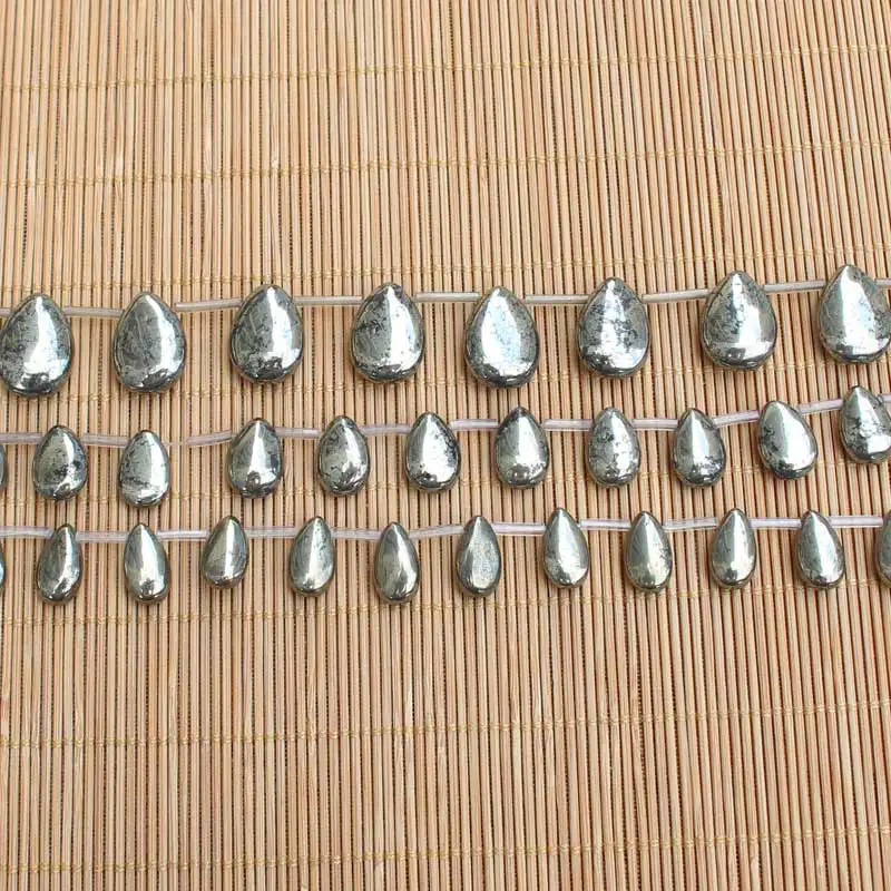 Natural Pyrite Plane waterdrop Loose Beads 15inch per strand,For DIY Jewelry Making !We provide mixed wholesale for all items!