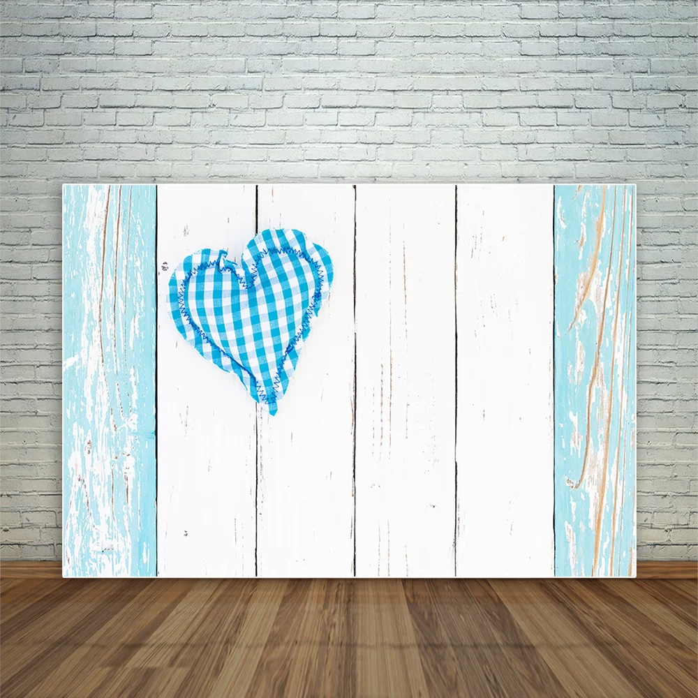 Funnytree backdrop for photographic studio stripes Blue heart shape white wood background for photography backdrop vinyl