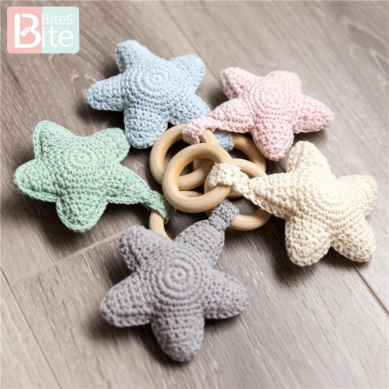 Bite Bites 1PC Amigurumi Star Mobile For Baby Cot Hanging Toys Baby Rattle Toys Funny Educational Toddler Crochet Children's Toy