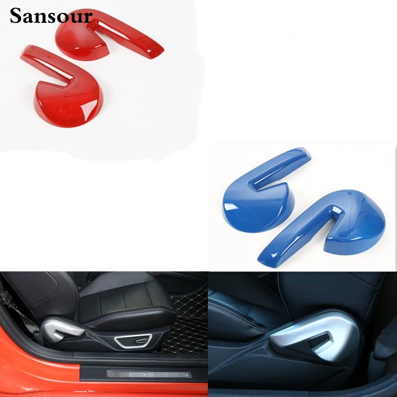 Sansour For Ford Mustang 2015 2016 2017 ABS Seat Backrest Chair Adjustment Handle Cover Bezel Trim 2 Pcs / Set