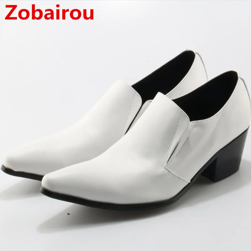 

Zobairou mens shoes high heels white party wedding mens leather shoes oxford slipon formal shoe lasts luxury