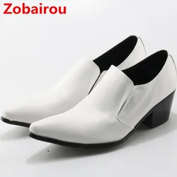 Zobairou mens shoes high heels white party wedding mens leather shoes oxford slipon formal shoe lasts luxury