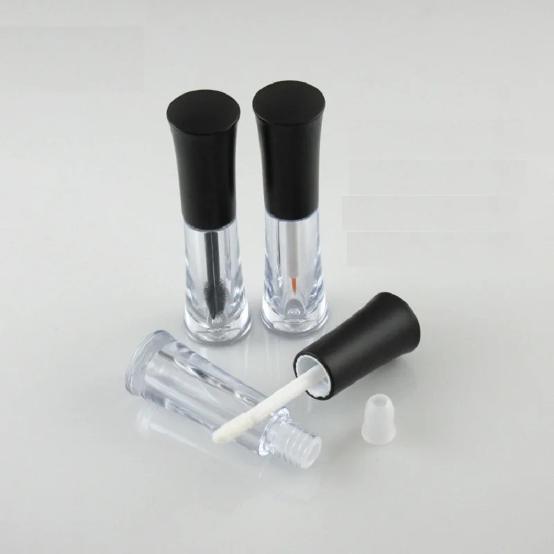 50Pcs Empty Tube Lipgloss Clear Mascara Eyeliner Liquid Tube Refillable Cosmetic 2ml with Black Cap Lip Gloss Packaging Tube