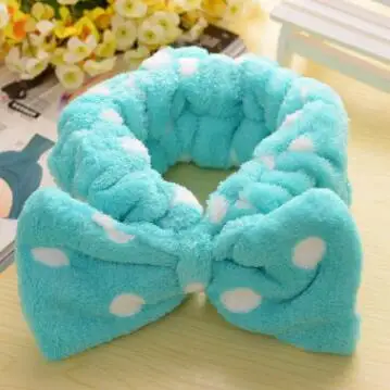 

10pcs/lot female wash face headband coral fleece dot headwear lady sweet bowknot headwear