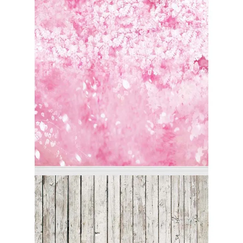 

Pink Floral Backdrop for Newborn Baby Photography Printed Blur Flowers Falling Petals Kids Photo Studio Backgrounds Wood Floor