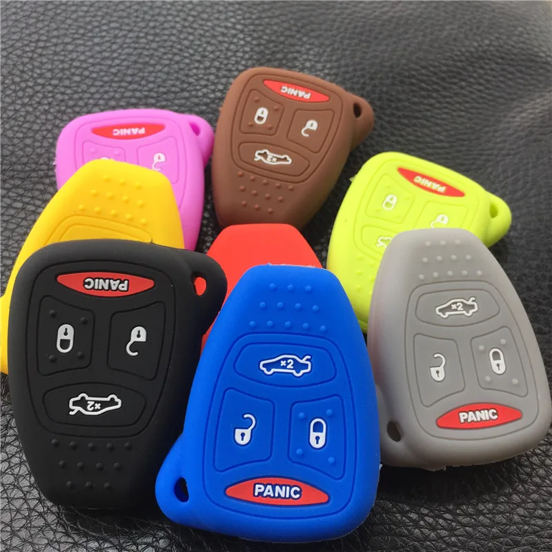 silicone car key cover case for jeep wrangler cherokee for Chrysler Liberty Pacifica Sebring Aspen Magnum Charger 3 button key